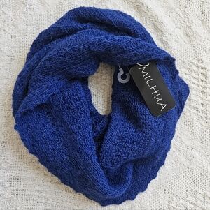 Milhua Baby Alpaca Cowl Neck Scarf Handmade Bright Blue NWT